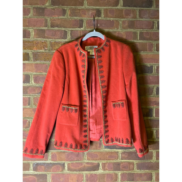 Carlisle Wool Cashmere Angora Embroidered Blazer Jacket - Picture 1 of 4